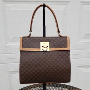 Vintage Celine Womens Macadam Top Handle Kelly Satchel Bag Luxury Classic